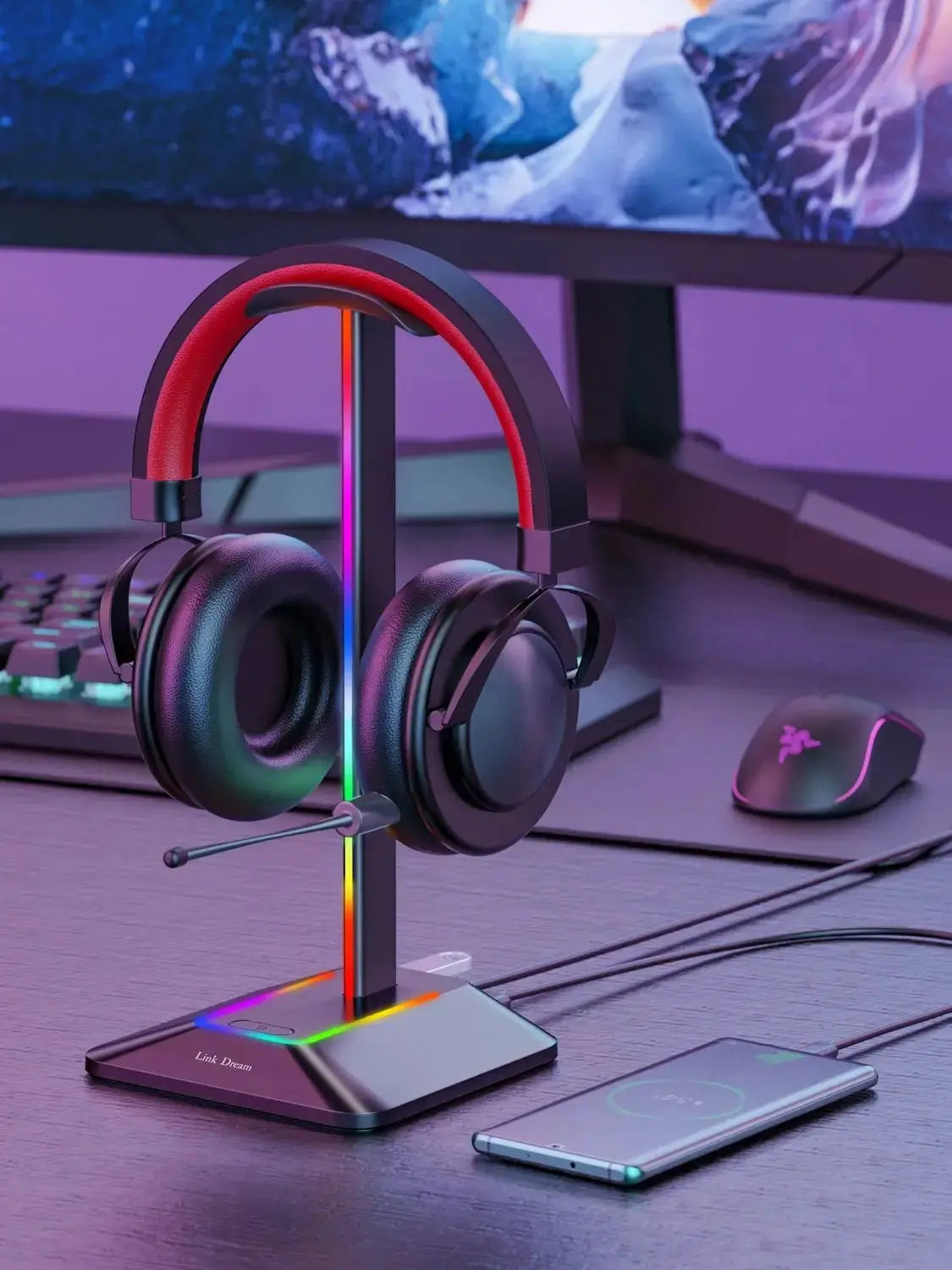 Support Casque RGB Noir - ModuloDesk